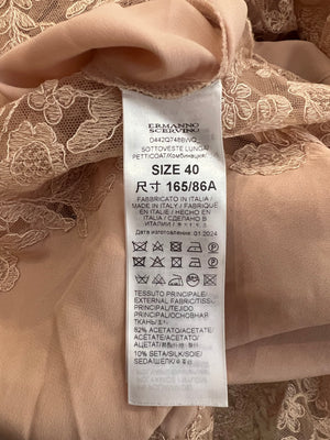 Ermanno Scervino Beige Lace Sleeveless Midi Dress with Waist Detail Size IT 40 (UK 8)