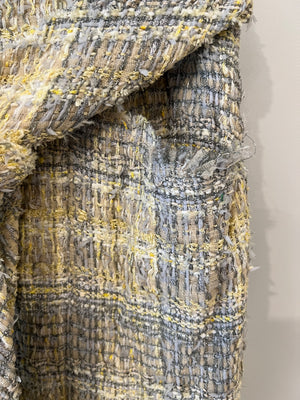 Chanel Yellow & Grey Tweed Midi Skirt with Pockets and Belt Size FR 38 (UK 10)