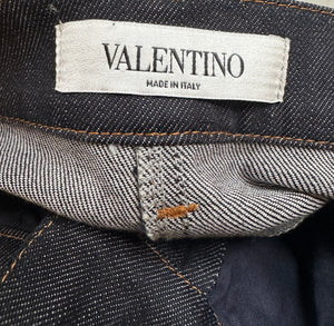 Valentino Dark Blue Denim Culottes with V Logo Detail Size 28 (UK 10)