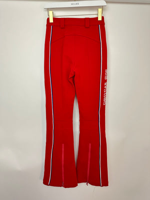 Christian Dior Red Ski Trousers with White Stripe and Logo Detail Size FR 36 (UK 8)