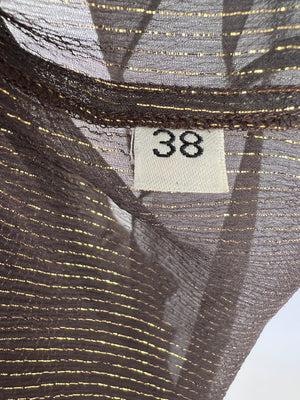 Lanvin Brown and Gold Stripe Button Down Shirt Size FR 38 (UK 10)