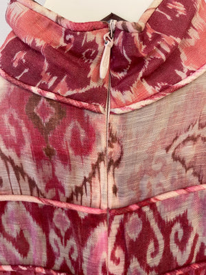 Zimmermann Pink Silk Abstract Printed Long-Sleeve Mini Dress Size 0 (UK 8)