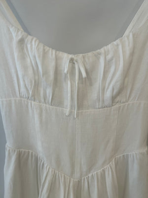 Reformation White Linen Balia Midi Dress with Corset Detail Size US 4 (UK 8)
