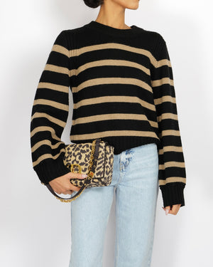 La Ligne Black and Beige Striped Wool Jumper Size M (UK 10) RRP £295