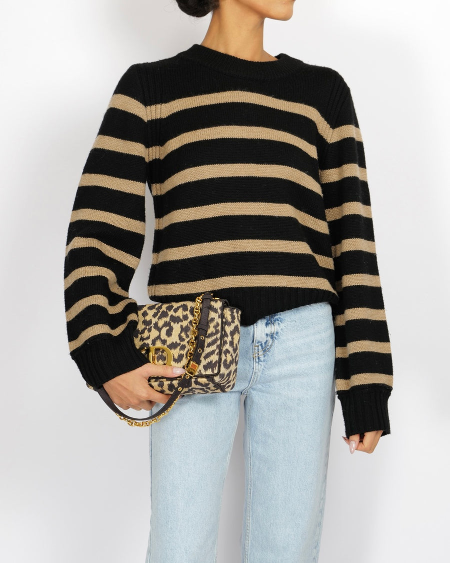 La Ligne Black and Beige Striped Wool Jumper Size M (UK 10) RRP £295