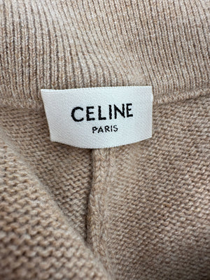 Celine Tan Cashmere Joggers with Cuffed Hems and Logo Tie Size S (UK 8)