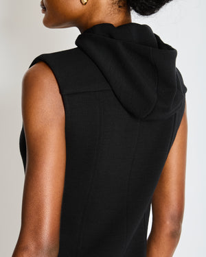 Chanel Black Hooded Sleeveless Playsuit with Floral Buttons Size FR 38 (UK 10)