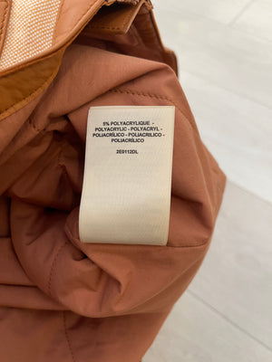 *RUNWAY* Hermès SS 2022 Beige, Brown Leather and Linen Coat with Palladium Details Size FR 36 (UK 8) RRP £10,200