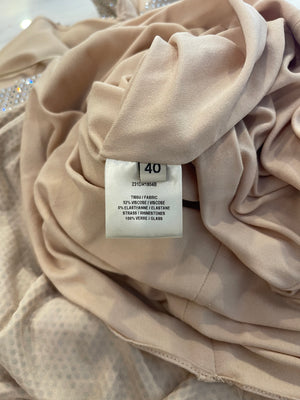 Alexandre Vauthier Beige Asymmetric Crystal Embellished Gown Dress Size FR 40 (UK 12) RRP £5,700