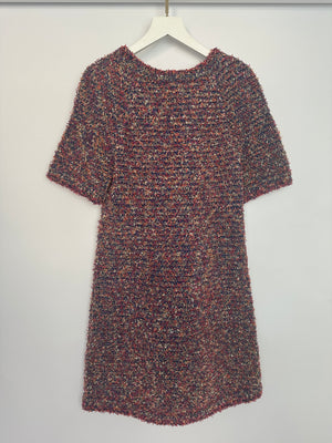 Chanel Purple, Pink & Orange Tweed Short Dress with Hot Pink Buttons Detail Size FR 36 (UK 8)
