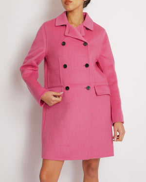Christian Dior Pink Wool Double-Breasted Coat with Black Buttons Size FR 36 (UK 8)
