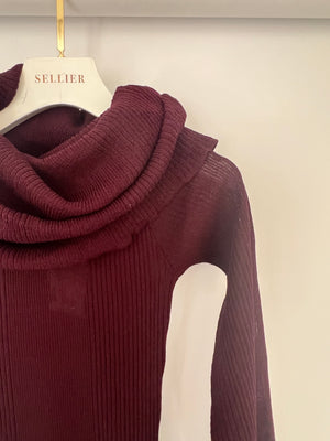 Ser.O.Ya Merlot Knitted Long Sleeve Galleria Maxi Dress with Raunched Neckline Detail Size XS (UK 4) RRP £330