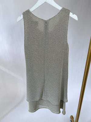 Chanel Grey Knit Cardigan & Dress Set with Silver CC Logo Button Detail on Sleeve FR 36 (UK 8)