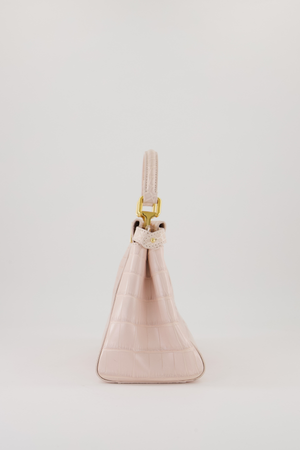 Fendi Mini Peekaboo in Egg Shell & Rose Niloticus Crocodile Leather with Gold Hardware
