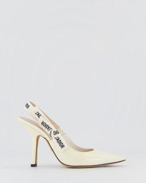Christian Dior Patent Ivory J'Adore Slingback Heels Size EU 37.5
