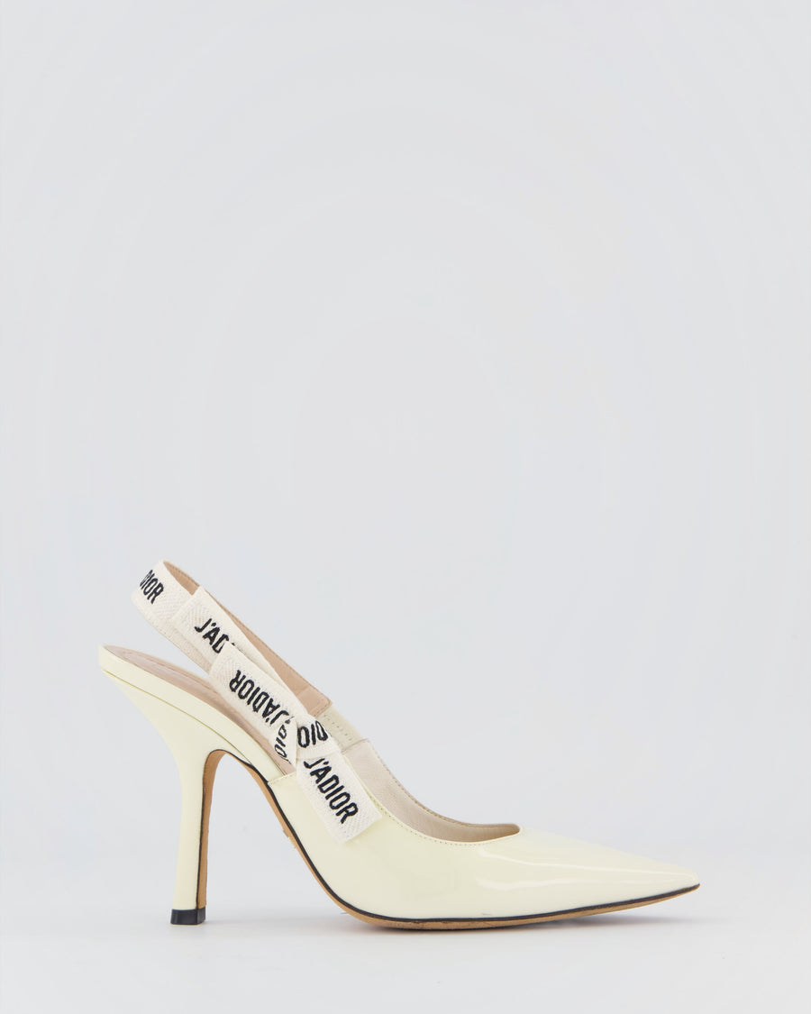 Christian Dior Patent Ivory J'Adore Slingback Heels Size EU 37.5