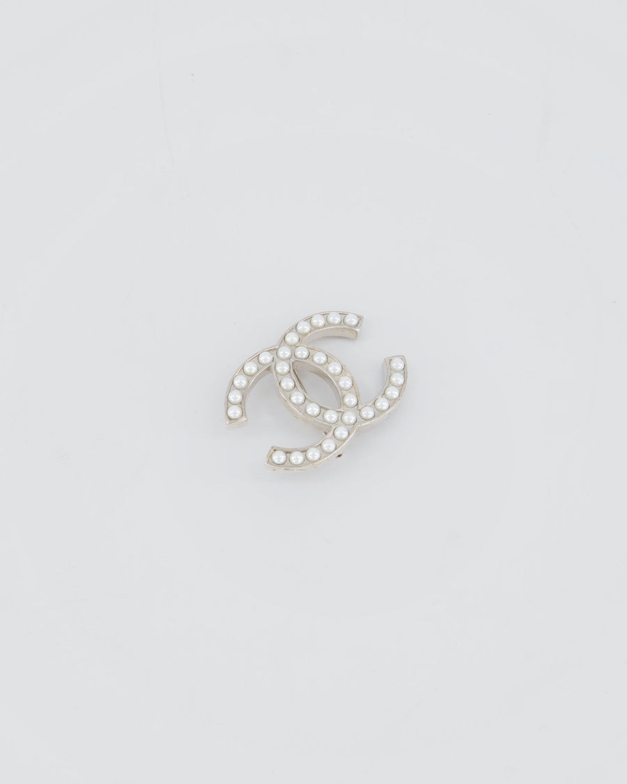 Chanel 13/A Silver Pearl CC Brooch