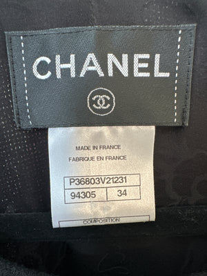 Chanel 09A Black Wool Short Dress with Crystal CC Buttons & CC Belt Details Size FR 34 (UK 6) RRP £3120