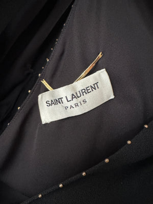 Saint Laurent Black Sleeveless Playsuit with Small Bronze Studs Size FR 40 (UK 12)