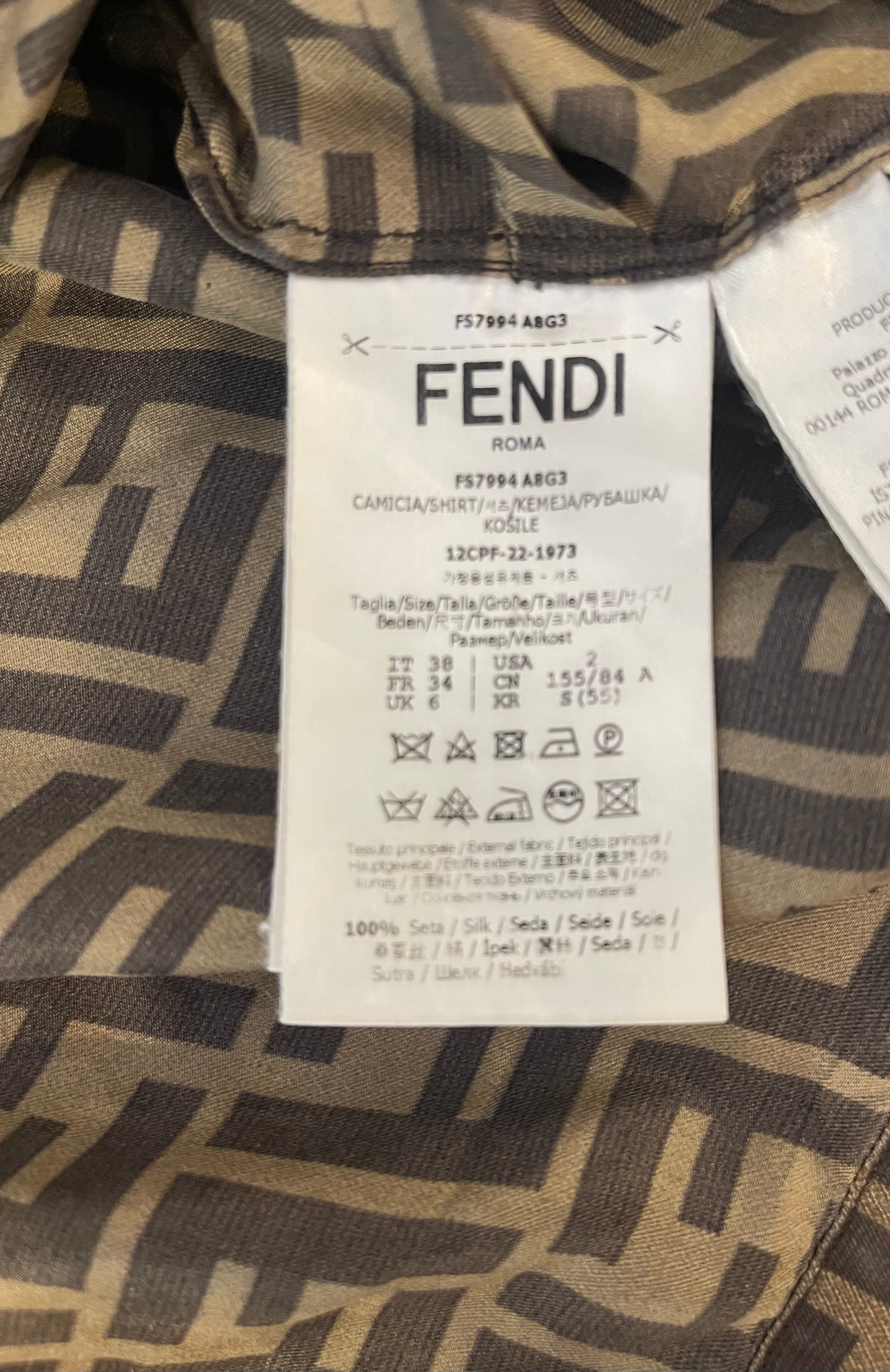 トップス FENDI Brown Cropped Silk Shirts 38 Top Silk Brown | Fendi