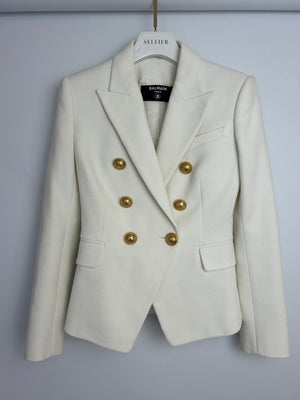 Balmain White Double Breasted Blazer Size FR 34 (UK 6)