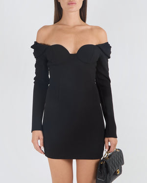 Magda Butrym Black Off-the-Shoulder Mini Dress Size FR 36 (UK 8) RRP £1,200