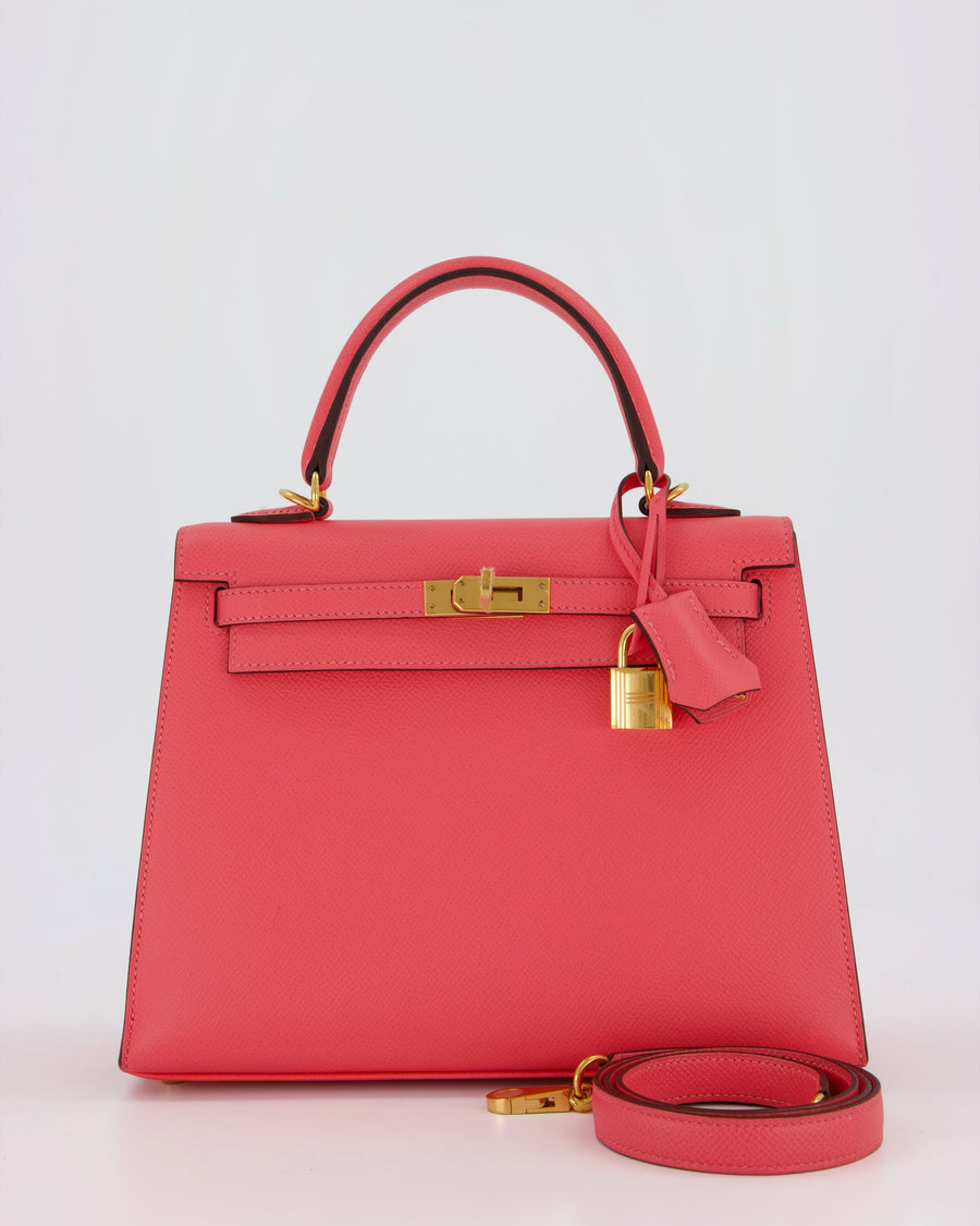 Hermès Kelly 25 Sellier Bag in Rose Azalee Epsom Leather with Gold Hardware