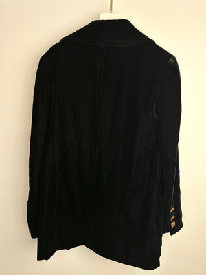 Chanel 96/A Black Double Breasted Velvet Jacket with Gold Gripoix Button Details Size FR 40 (UK 12)