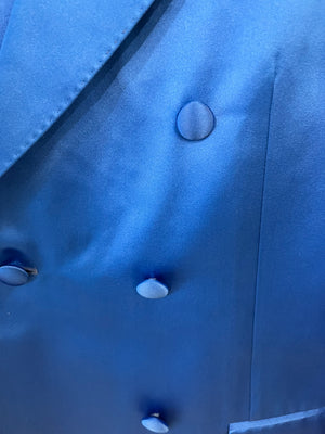 Gucci Electric Blue Silk Double Breasted Blazer Jacket Size IT 38 (UK 6)