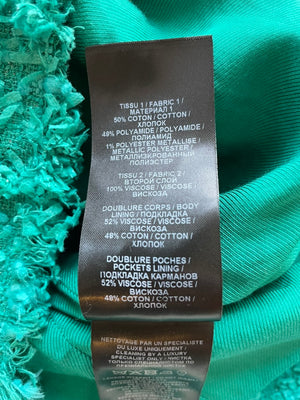 Balmain Teal Sleeveless Tweed Button Down Mini Dress With Pocket Details Size FR 36 (UK 8)