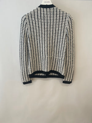 Chanel Black and White Knit Cardigan with Gold CC Logo Buttons Size FR 36/38 (UK 8/10)