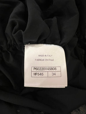 Chanel La Pausa Cruise 2019 Black Tulle Polka Dot Top and Trousers Set with Crystals and Satin Details Size FR 34 (UK 6)