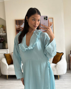 Hermès Celeste Beach Tunic Dress with Ruffle Neck Detail FR 38 (UK 10)