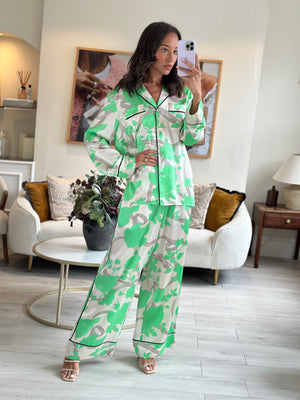 Fendi Green Logo Floral Pyjama Set IT 42 (UK 10)