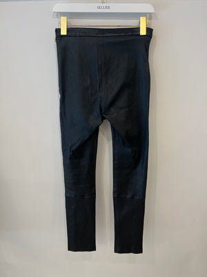 Balmain Black Lambskin Leather Skinny Pants with Gold Logo Details Size FR 34 (UK 6)
