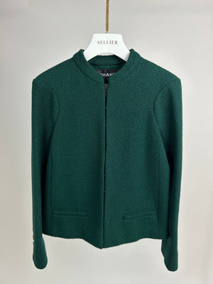 Chanel Dark Green Tweed Jacket with Chain Detail FR 34 (UK 6)