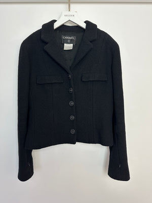 *FIRE PRICE* Chanel 02A Black Wool Jacket with Zips on The Sleeves & Leather Buttons Size FR 42 (UK 14)