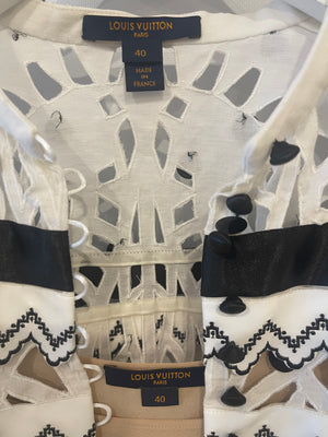 Louis Vuitton Black and White Top with Cut Out and Sequin Details Size FR 40 (UK 12)