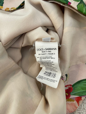 Dolce Gabbana Pink Silk Floral Print Top and Midi Skirt Set Size IT 40 (UK 8)