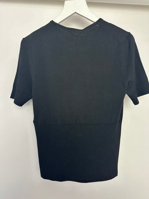 Jacquemus Black Short Sleeve Top with Gold Logo Detail Size FR 34 (UK 6)