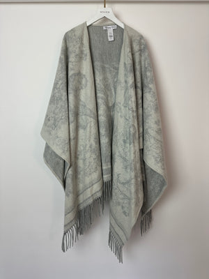 Christian Dior White &  Grey Toile de Jouy Cape One Size