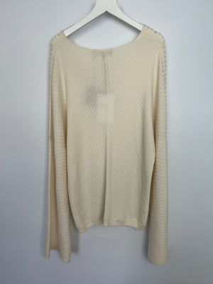 Loro Piana Cream Knit Cashmere Low Neckline Jumper Size IT 48 (UK 16)