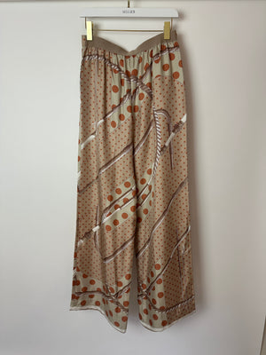 Hermès Beige, Cream Silk 'Clic Clac à Pois' Print Pyjama Top & Trouser Set Size FR 38 (UK 10)