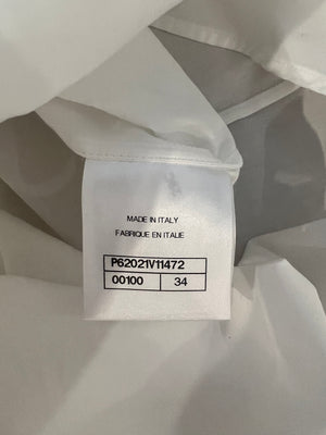 Chanel White Button Down Shirt with Gold and White CC Logo Buttons Size FR 34 (UK 6)