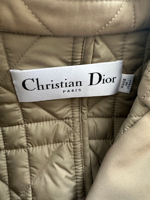 Christian Dior Camel Quilted Short Sleeve Bar Jacket with Bee Logo Detail Size FR 40 (UK 12)