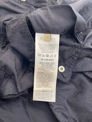 Gucci Navy GG Logo Hooded Rain Coat Size IT 38 (UK 6)