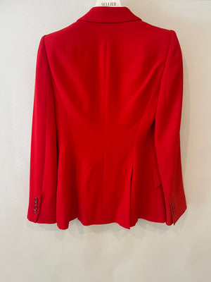 Alexander McQueen Red Blazer Jacket and Matching Trousers Set with Red Button Details Size IT 42/44 (UK 10/12)