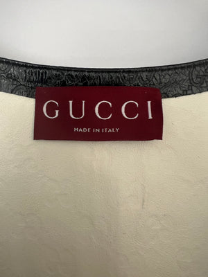 Gucci Black Crinkled GG Embossed Patent Leather Sleeveless Mini Dress Size IT 40 (UK 8)