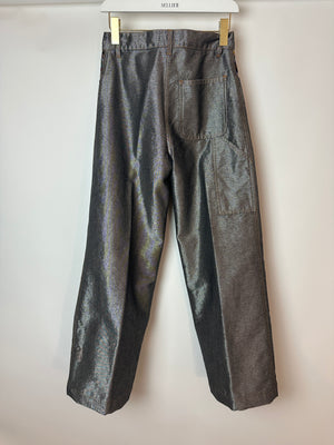 Missoni Grey Silver Wide Leg Trousers with Multi-Colour Pocket Details Size IT 38 (UK 6)