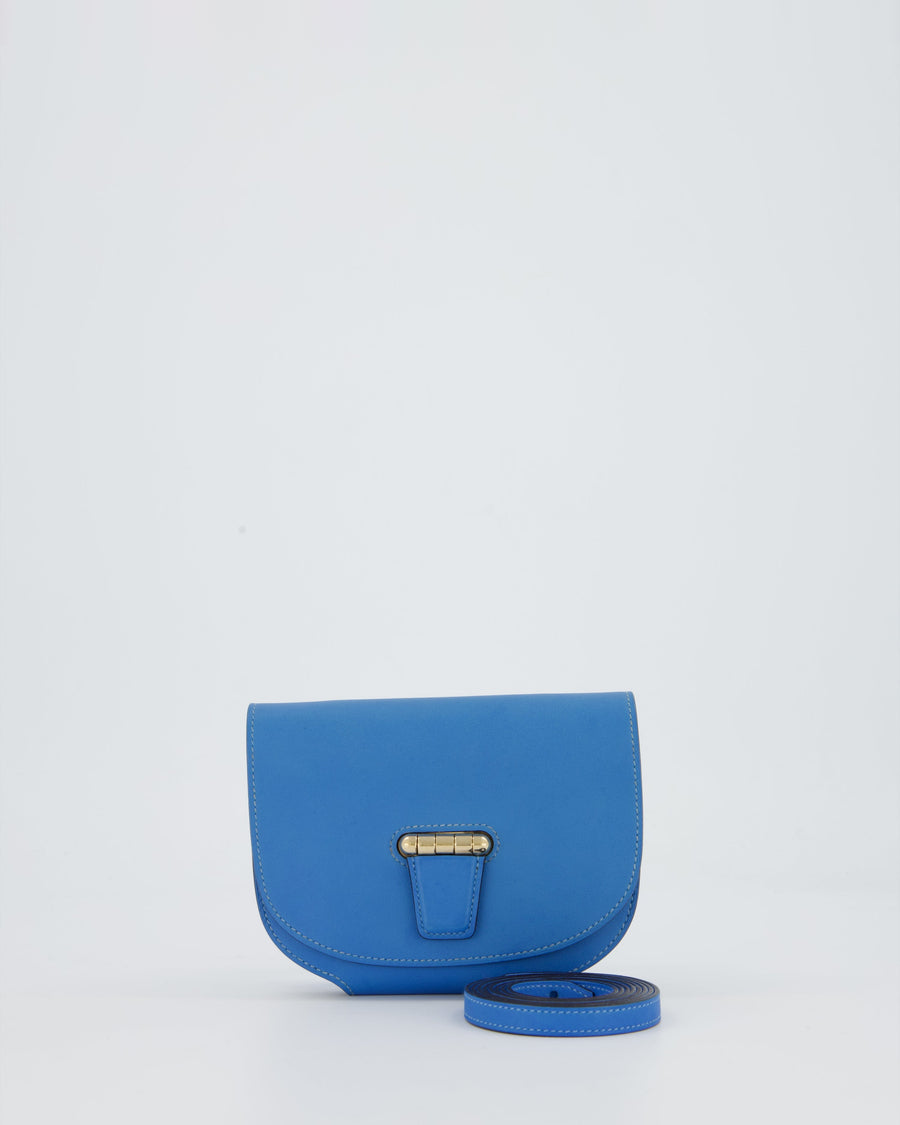 Hermès Mini Convoyeur Bag with strap in Blue Agate Swift Leather with Gold Hardware